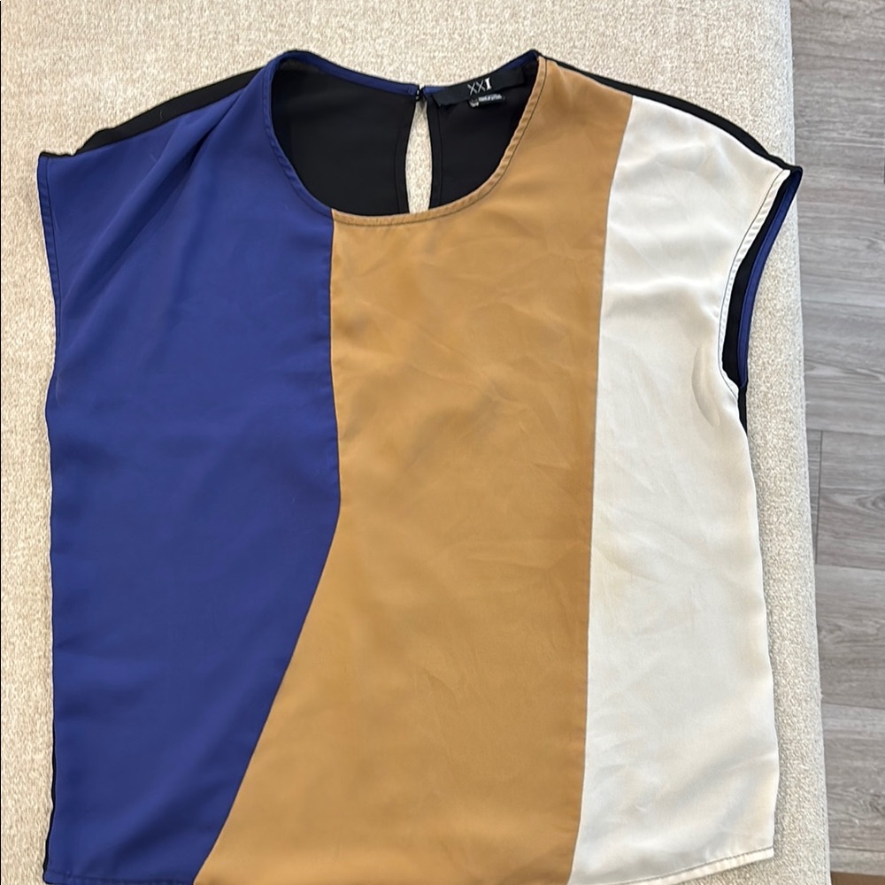 Forever 21 Blue Asymmetrical Sleeveless Blouse